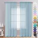 Sky Blue Voile Sheer Curtains 84inch Long Set of 2 Panels
