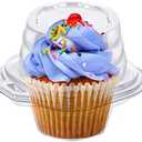 HIMETSUYA Cupcake Boxes Individual Cupcake Containers, 50 Packs Regular Single Cupcake Holder High Topping for Muffins, Thicker Stackable Plastic Cupcake Carrier for Party (50 pack)