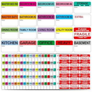Labelebal 600 Writable Stickers 2” x 3” Each,20 Designs Pre-Printed Color-Coded Home Moving Packing Box Labels with Fragile, Extra, Heavy Labels