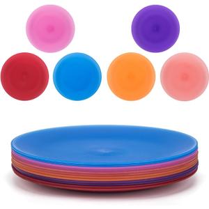 KX-WARE Everyday Plates set of 12 - Unbreakable and Reusable 10 inch Plastic Dinner Plates, Coastal Color | Dishwasher Safe, BPA Free