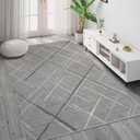 3x5 Modern Washable Area Rug, Doormat Rugs, Tear and Stain Resistance, Non-Slip, Hand Woven Style Thin Entryway Rug Throw Rug for High Traffic Entrance Kitchen Bedside - Dark Gray (Leo-dark Grey)