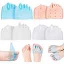 Silicone Toe Separators for Women & Men, 4 Packs Toe Separators Bunion Corrector Cushion, Breathable Soft and Comfortable Gel Foot Cushions, Multiple Colors (4 Pairs)