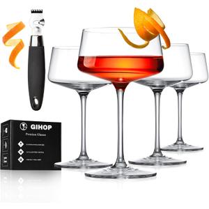 Martini Glasses, Lead-Free Crystal Coupe Glasses Set of 4, 9 Oz, Hand-Blown Cocktail Glasses, Fancy Champagne Coupe Glasses for Espresso Martini, Manhattan as Bar Glassware with Deluxe Gift