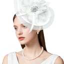 dressfan Womens Church Fascinator Hat,20s 50s Linen Vintage Hat for Derby/Church/Wedding/Cocktail/Tea Party
