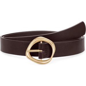 XZQTIVE Women's Faux Leather Belts with Gold Buckle, Fashion Casual Belt for Jeans Pants Dresses (Fit Mid-waist 38-44 inch, Chocolate Brown)