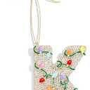 Mrchtmas 2025 Christmas Initial Ornaments,Letter K Ornaments for Xmas Tree,Hanging Christmas Ornament Gift for Mother Friends Sister Wife Grandma Women Men (Light)