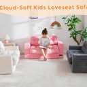 MAXYOYO Kids Bean Bag Chair, Upholstered Bean Bag Sofa Cloud 2-Seat for Boys and Girls, Boneless Couch with Tufted Cushion & Pillows, Kids Sofa in A Box, No Assembly Required, Beige