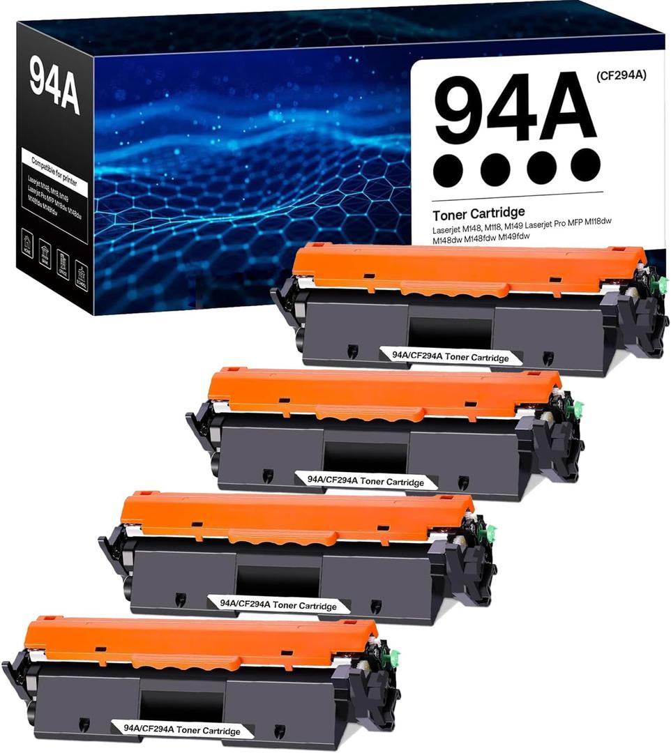 94A Toner Cartridge Replacement for HP 94A CF294A Black Toner Cartridge Compatible for LaserJet Pro MFP M227fdn M227fdw M227sdn M203d M203dn M203dw M148 M118 M149 Printer(4-Pack)