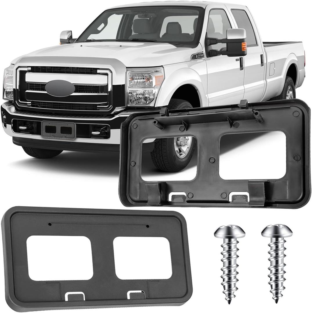License Plate Bracket Accessories for Ford F250 F350 F450 F550 Super Duty 2011 2012 2013 2014 2015 2016, Front Bumper License Plate Holder Replacement Frame Black Mount
