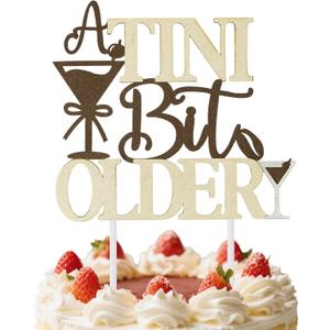 Martini Cake Topper, Espresso Martini Theme Party Decoration Glitter Cake Decor for Bachelorette Tiny Bar Cocktail Birthday Party