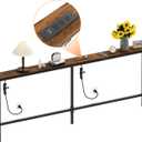 Bathola Narrow Sofa Table with 2 Power Outlets, 79” Thin Console Tables Narrow Long, Behind Couch Table Skinny, Wood Console Tables for Entryway, Living Room, Hallway, Foyer, Rustic Brown