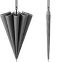 HOUSTIN 55/62 Inch Extra Large Golf Umbrella for Rain, Windproof Waterproof Automatic Open Stick Umbrellas for Adults and Family (Gray)