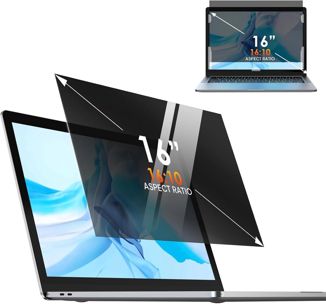 Yamaya 16 Inch Laptop Privacy Screen, Removable 16:10 Aspect Privacy Filter Screen Protector