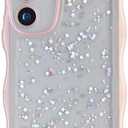 GUNPRIO Glitter Case for Galaxy S20 FE, Cute Wave Frame Curly Shape Sparkly Shiny Cover, Samsung Galaxy S20 FE Bling Cover Stylish Durable Protective Case for Girls Women, Pink