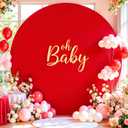 6.6 FT Red Round Backdrop Cover for Circle Balloon Arch Stand Stretchy Circle Arch Backdrop Covers for Wedding Arch Baby Shower Birthday Party Photo Shoot Photography Arch Background Decorations