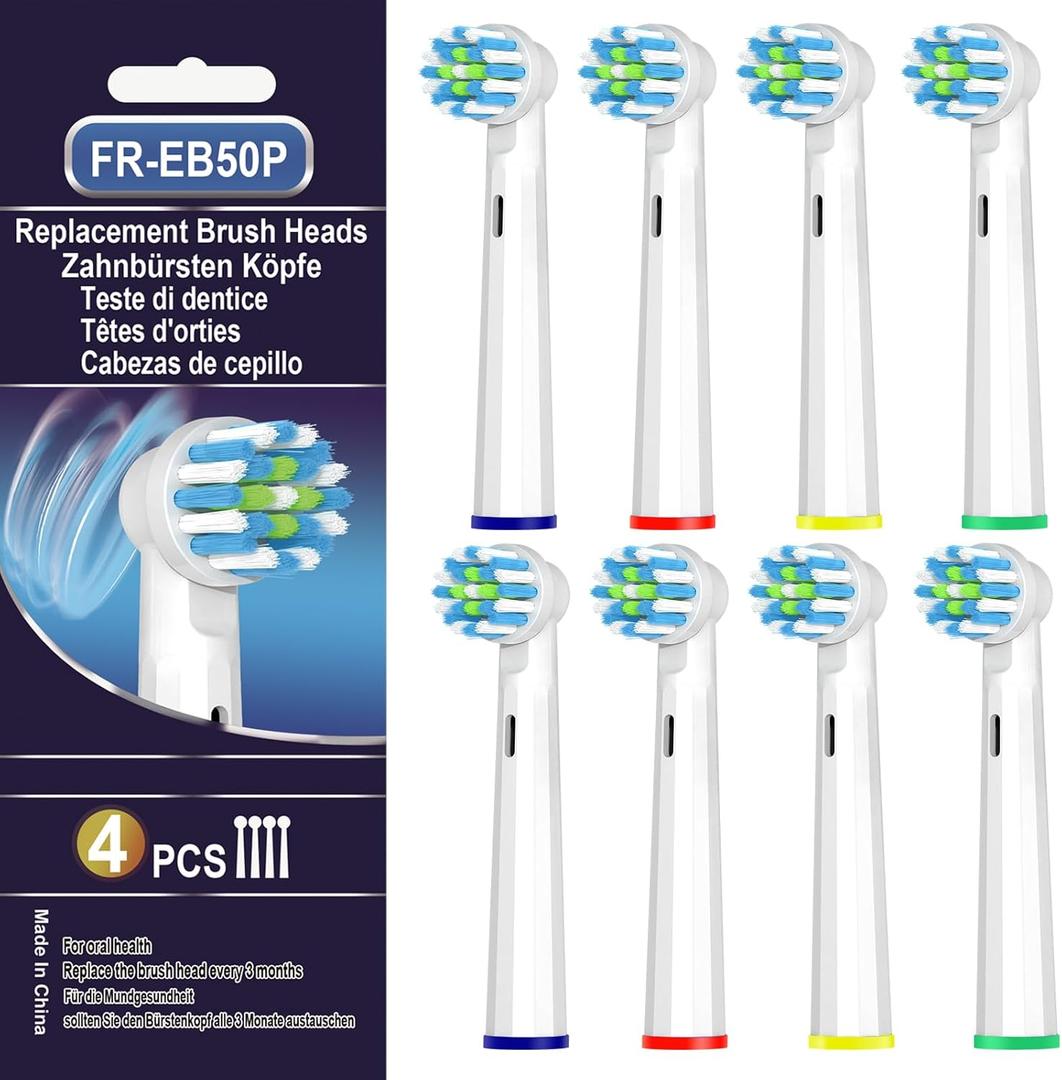 Replacement Toothbrush Heads Compatible with Oral B Pro 1000 Replacement Heads,Braun Replacement Brush Heads Refill for Genius X,Smart 1500,Pro 5000,8 Count,White