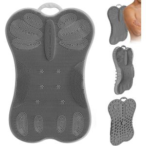 Wall Back Scrubber for Shower - Extra Large XXXL Foot Washer, Silicone Feet Back Massage Scrubber Cleaner Foot Toes Clean Pad Without Bending Non-Slip Suction Cups (Grey)