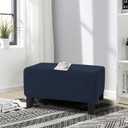 MAXIJIN Velvet Ottoman Slipcover Small Stretch Square Rectangle Footstool Slipcover Folding Storage Ottoman Covers for Living Room with Elastic Bottom (Ottoman Small, Navy Blue)