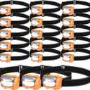 Macarrie 18 Pack LED Headlamps IPX4 Waterproof 3 Modes Headlamp Flashlight Bright Head Lights Camping Accessories for Adults Kids Hiking, Running, Repairing, Fishing, Batteries Not Included(Orange)