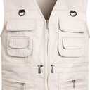 Mens Fishing Vest Summer Outdoor Work Safari Travel Photo Vest with Multi Pockets (Small, Beige)