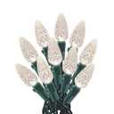 Sylvania 100 LED Warm White C6 Christmas Lights with Green Wire. 24.5' Lighted Length