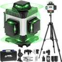 Laser Level, ZPD Laser Level with Tripod, 4 x 360 Self Leveling Laser Measuring Tool Green Lazer Level 16 Line Level Laser 360 Self Leveling for Construction, Home Renovation, Picture Hanging