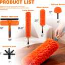 26FT High Reach Duster Cleaning Kit with 5-20 FTExtension Pole, High Ceiling Fan Cleaner Duster Tool for Fan Blades, Extendable Reusable Cobweb, Feather, Window Cleaning Squeegee Kit(20FT)