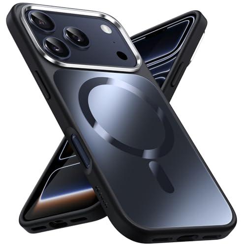 JETech Magnetic Case for iPhone 17 Pro 6.3-Inch Compatible with MagSafe, Luxury Metallic Luster Matte Back Slim Shockproof Electroplated Phone Cover (Black)