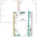 2 x 2026 Planner - Planner 2026 from January 2026 to December 2026 with 12 Monthly Tabs, Flexible Cover, Inner Pocket, 8.5" x 11", Teal Flowers