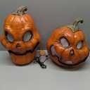 COLLECTIVE HOME - Haunted Talking Pumpkin Pair Halloween Decoration, Motion Activated Sensor with Spooky & Funny Dialogues, Indoor Animated Prop for Home, Party, Haunted House Decor