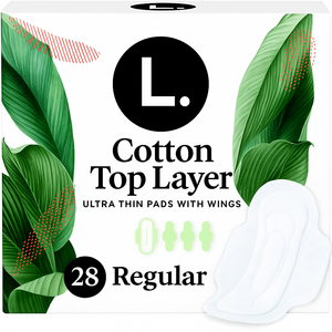 L. Ultra Thin Pads for Women, Regular Absorbency, Organic Cotton Top Layer, Unscented Pads with Wings, 1Pack-28pads