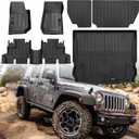 Custom for 2007-2018 Jeep Wrangler JK 4 Door Floor Mats & Cargo Liner & Backrest Mat All Weather TPE Rubber Protection Mat (for 2007-2018 JK 4 Door Accessories 6 Pcs)