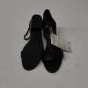 Amazon Essentials Women's Two Strap Heeled Sandal (8.5 Wide, Black Faux Leather)
