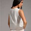 SHENHE Women's Mock Neck Tank Tops Linen Sleeveless Button Plain Elegant Going Out Tops (White, S)