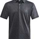 DEOLAX Mens Polo Shirts Fashion Print Mens Golf Shirt Dry Fit Mens Golf Polo Short Sleeve Quick Dry Funny Golf Shirt for Men (Large, Black-5)