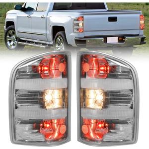 MAYELLO Chrome Tail Lights w/Bulbs Compatible with 2007-2013 Chevrolet Silverado 1500, 2007-2014 Chevy Silverado 2500 3500 Single Rear Wheel, Plug & Play Rear Lamps