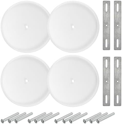 OwnMy 4 Pack 5 Inch Ceiling Cover Plate Round Electrical Box Cover Wall Plates with Adjustable Brackets, Metal White Blank Ceiling Light Hole Covers Plates for 4 Inch Round/Octagon Electrical Boxes