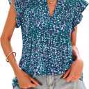 BTFBM Going Out Tops for Women Trendy 2026 Cap Sleeve V Neck Floral Blouses Dressy Casual Cute T Shirts Summer Fashion (M)