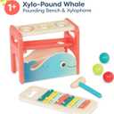 B. toys Xylo Pound Whale Musical Instrument Wooden Hammer & Balls Developmental Toy for Toddlers 1 Year +