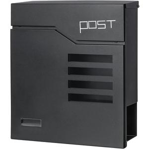 Jssmst Locking Mailbox Wall Mount- Waterproof mailboxes with Secure Key Lock and Newspaper Compartment, Key Lock Drop Box Extra Large Capacity, 12.9 x 4.1 x 14.2 Inch, SM-HPB938 Black New