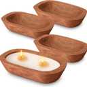 FoldTier 4 Pcs Wooden Dough Bowl Bulk Wood Decorative Rustic Wooden Bowls Wedding Table Centerpiece for Living Room Home Dining Room Kitchen Easter Decoration(Brown,10'' X 6'' X 2'',Classic)