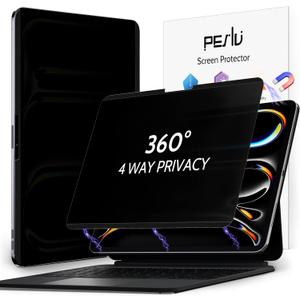 Peslv 4-Way Magnetic Privacy Screen for iPad Pro 11 Inch M4/M5 [2024/2025 5th/6th Gen], 360 Removable Anti Blue Light Glare Spy Filter, High Sensitive Bubble-Free Black Security Screen Protector