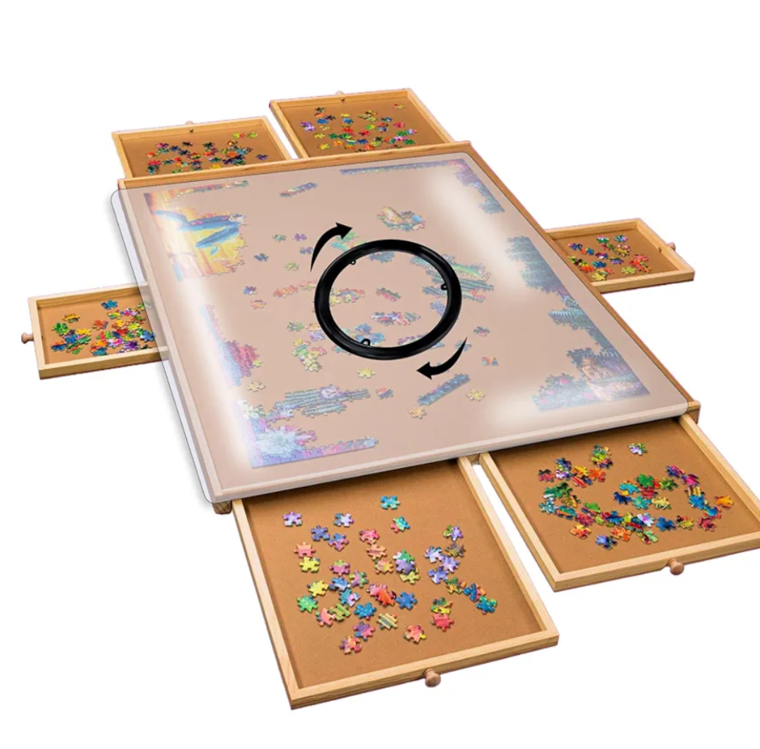 Gondola 2000 Piece Puzzle Board, Portable Puzzle Board with Drawers and Cover, Wooden Jigsaw Puzzle Tray - Adjustable Puzzle Boards, Lightweight Puzzle Table with 4 Drawers, Puzzle Accessories