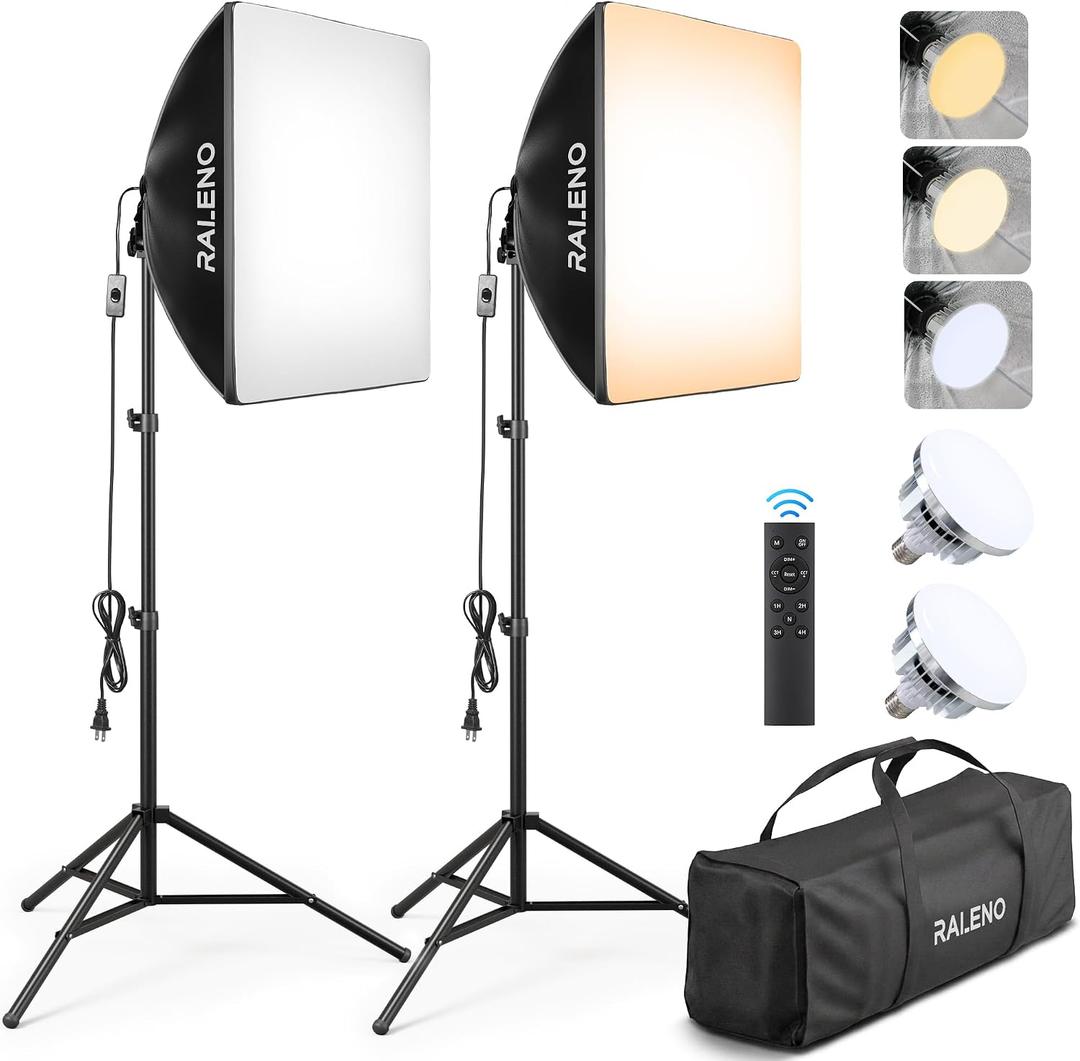 Softbox Photography Lighting Kit, 2Pack 20"x20" Soft Box Light