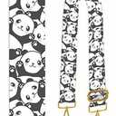 BeauBeast Purse Straps Replacement Crossbody, 2" Wide Shoulder Strap Adjustable, Gold Buckle Canvas Bag Handbag Belt for Crossbody Bags, Shoulder Bags, Guitar Purses Cute Pandas