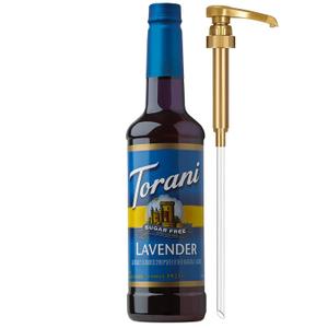 Torani Sugar Free Syrup, Lavender Flavoring for Drinks, Zero Calorie, Pump Included, 25.4 Fl Oz, Best By: 04/16/2027