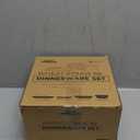 Grow Forward 16-piece Premium Wheat Straw Dinnerware Sets for 4 - Unbreakable Dishwasher & Microwave Safe Plastic Plates and Bowls Sets - Patio, Outdoors, RV, Camping Dishes - Seascape