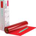 HTVRONT HTV Vinyl Rolls Heat Transfer Vinyl - 12" x 20ft Red HTV Vinyl for Shirts, Iron on for All Cutting Machines - Easy to Cut & Weed for Heat Transfer Design (Red)