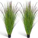 Thiccywoov 2 Pack Artificial Grass Plants, 5ft Tall Fake Lavender Plants Grass Indoor Outdoor in Pot, UV Resistant Fake Tall Greenery Lavender for Front Porch, Patio, Balcony Home House Decor