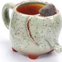 Tea Mug Elephant Cup Ceramic 15oz Tea Mug with Tea Bag Holder Ceramic Green Unique Cup Great for a Tea Lover